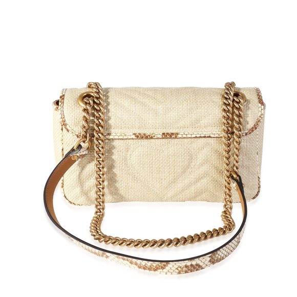 Gucci Matelassé Raffia & Python Trim GG Marmont Small Shoulder Bag - Picture 3 of 8